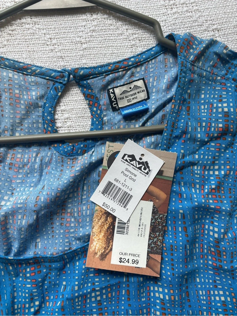 Kavu Blue Sleeveless Midi Dress with Subtle Dot Print - Picture 2 of 2